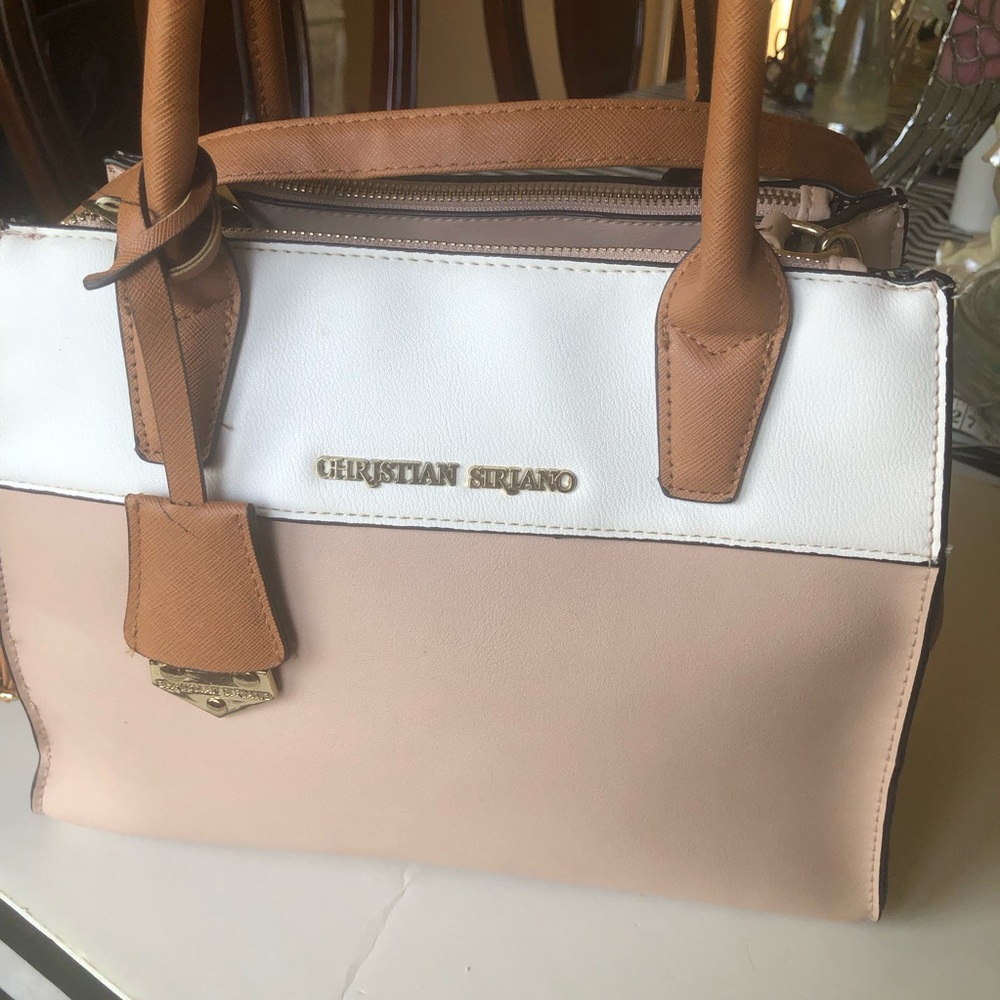 Christian Siriano White, Blush & Tan Colorblock Tote